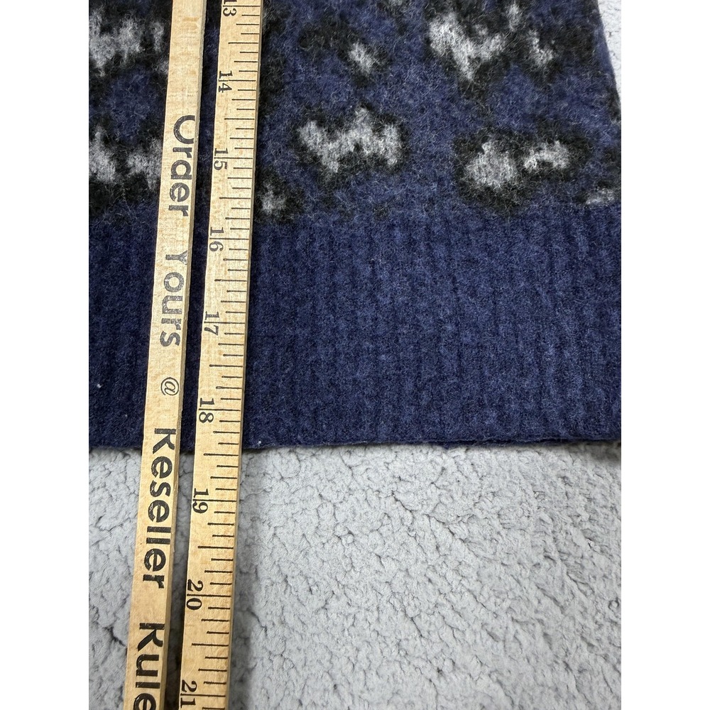 Athleta Sweater Womens Small Petite Blue Hawthorn Crew Merino Wool Leopard - Picture 6 of 7